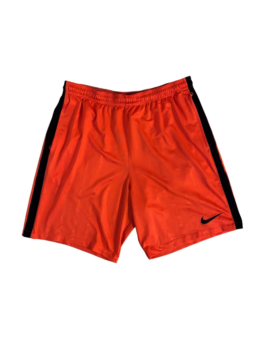 Y2K Nike Men's Bright Orange Athletic Shorts with Black Side Panels